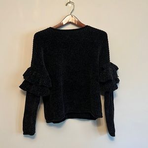 Mossimo Supply Co. Black Chenille Ruffle Sleeve Sweater